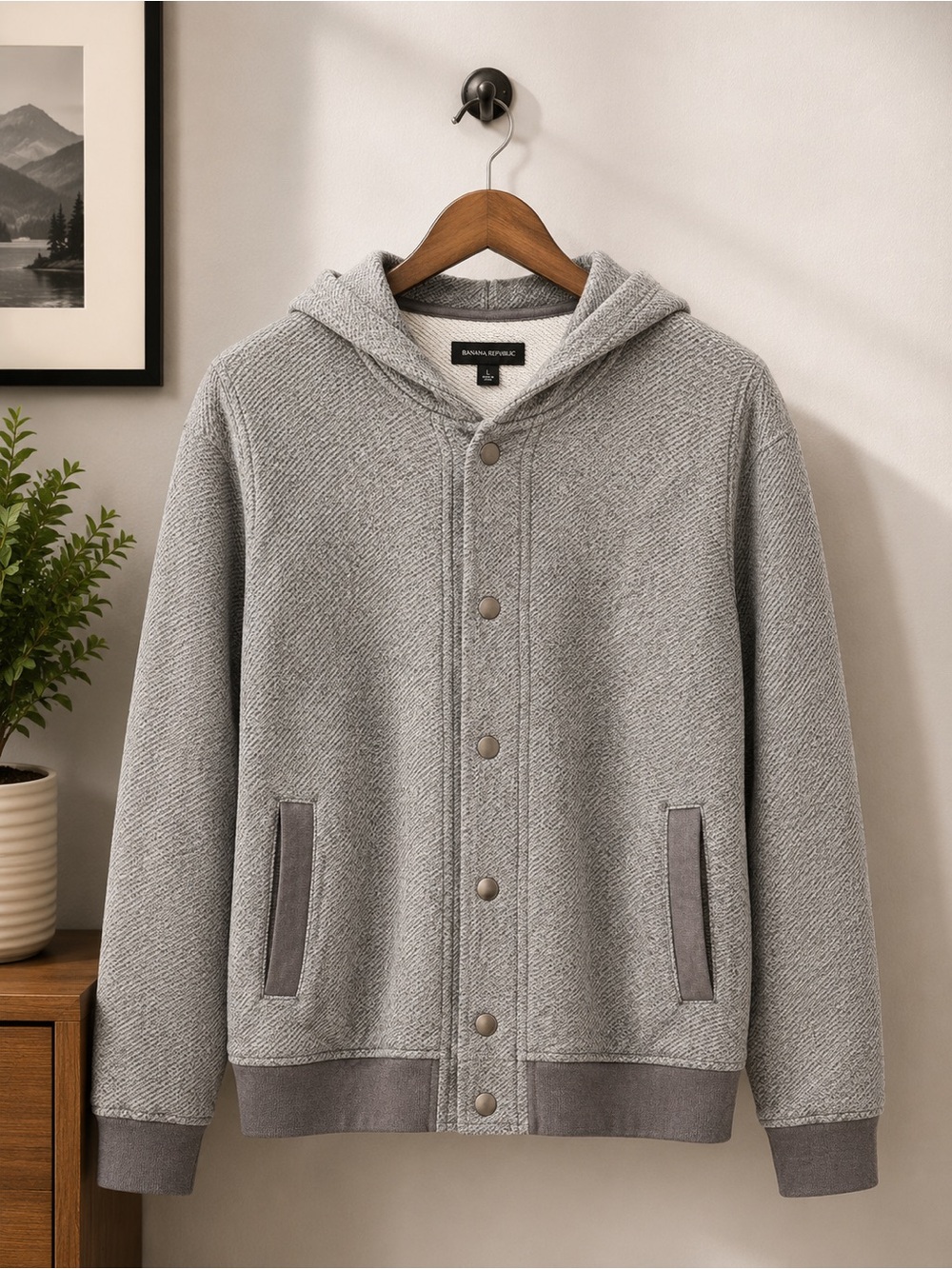 Banana Republic Charcoal Knit Sweater Men Cardigan